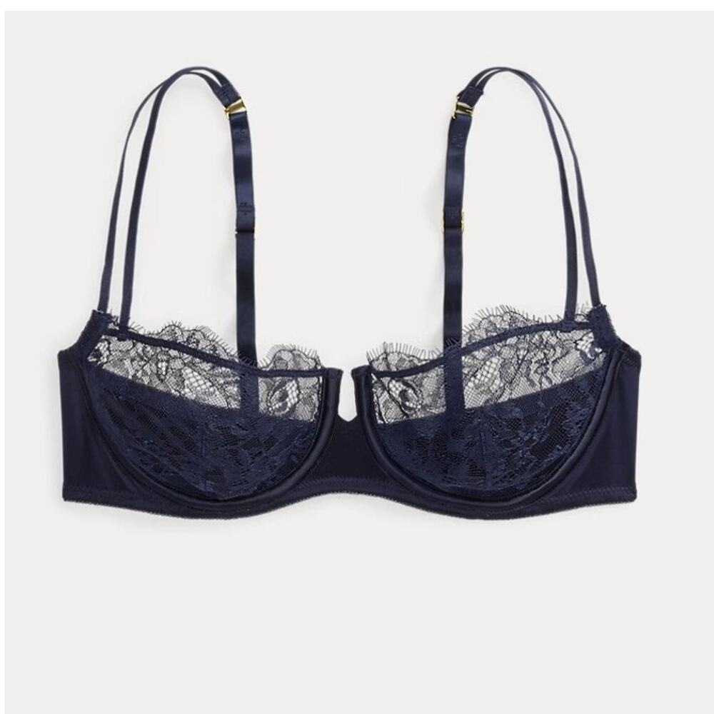 Lauren Ralph Lauren Satin-Lace Balconette Bra NEW Size 36C Intimate Romantic